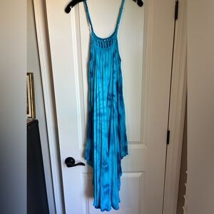Blue tie dye asymmetrical dress
